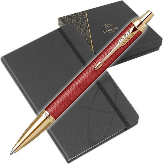 Parker Desk Set with Notebook and Pen IM Premium 1159.3103.04 Red GT 2pcs