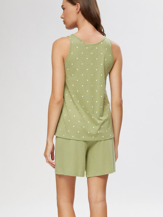 Minerva Summer Women's Pyjama Set Khaki, Ecru