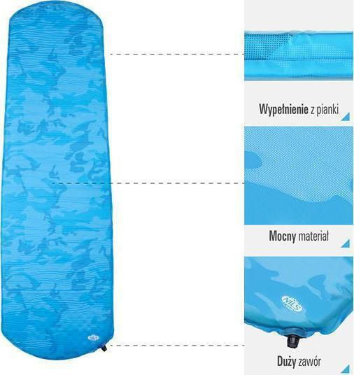 Nils Αυτοφούσκωτο Ημίδιπλο Υπόστρωμα Camping 195x68cm Πάχους 5cm Μπλε