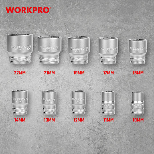 WorkPro Ратчетни и гнездови гарнитури 1\2" 12бр