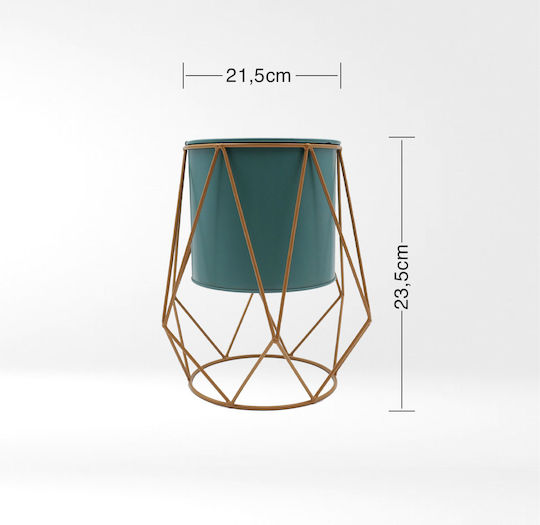 Uncle George Planter Metal Green with Stand 21.5x21.5x23.5cm.