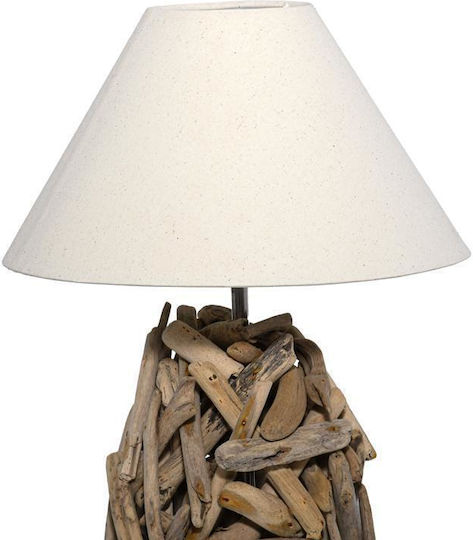 Fylliana Kinoz Wood Table Lamp for Socket E27 with Beige Shade and Base