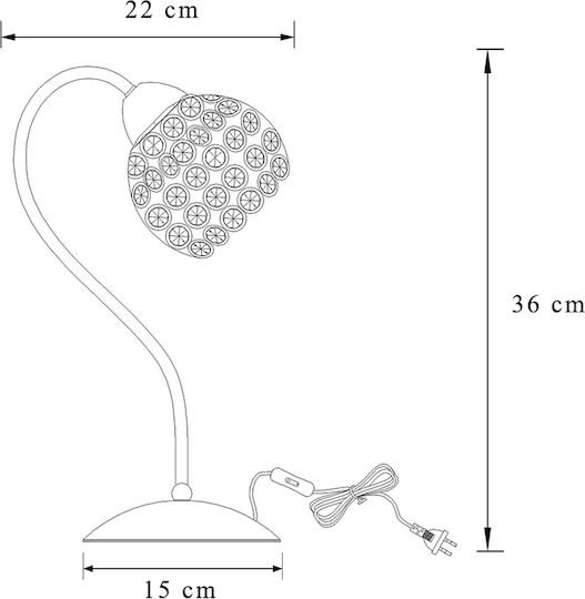 Agora Lighting Metall Tischlampe für Fassung E14 mit Gray Schirm und Basis