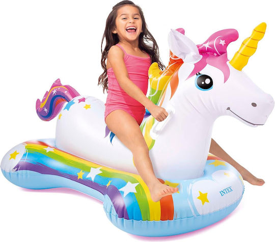 Intex Παιδικό Φουσκωτό Στρώμα Θαλάσσης Unicorn με Χειρολαβές 163x86cm