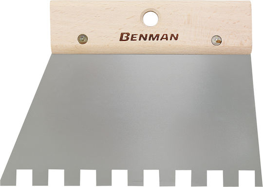 Benman Σπάτουλα Πλακιδίων Inox Οδοντωτή 200mm με Ξύλινη Λαβή με Δόντι 6x6mm 70921