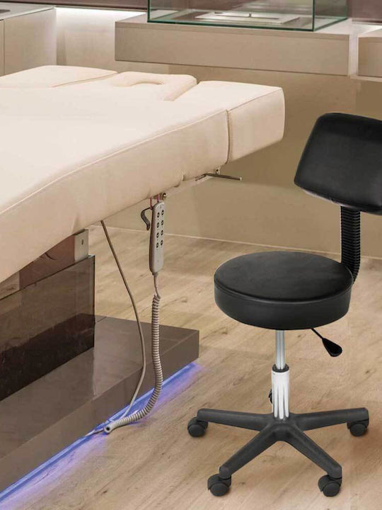Office Desk Stool with Backrest Black 55x55x92cm