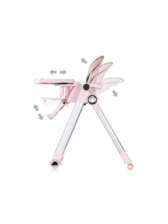 Chipolino Super Chef Foldable Baby Highchair 2 in 1 with Adjustable Height Pink Marshmallow