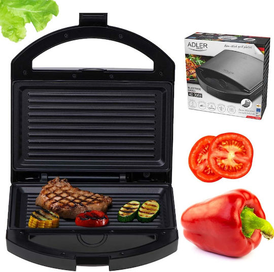 Adler Tabletop Electric Grill Ribbed Plate 750W 22cmx12.5cmcm
