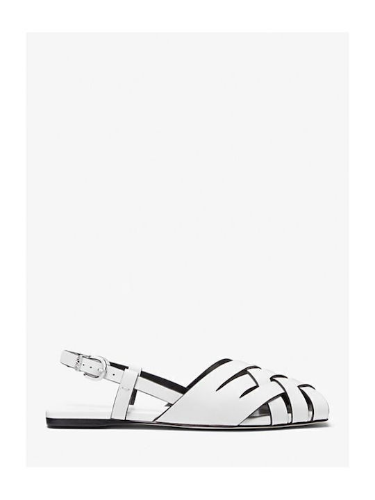Irene Leder Flache Sandalen für Damen in Weiß Farbe