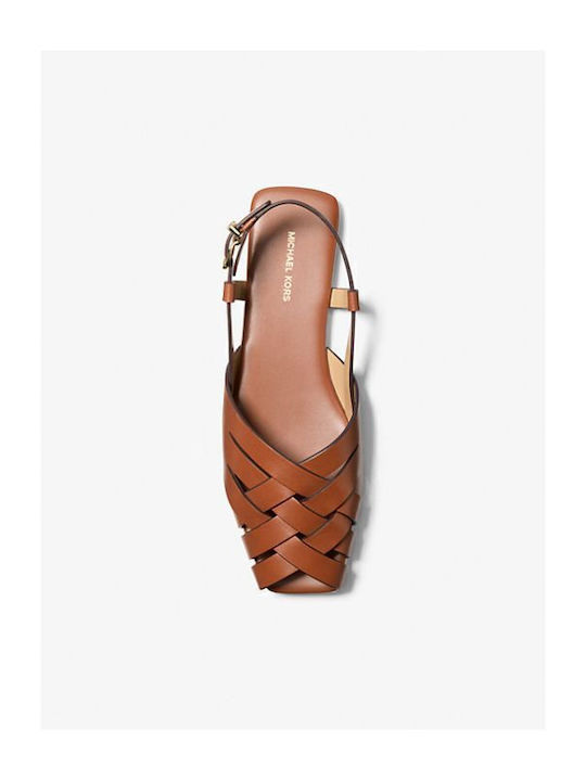 Irene Leather Women's Flat Sandals in Beige Color