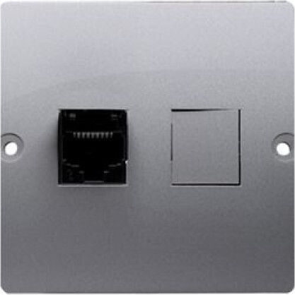 Kontakt-Simon Einzeln Netzwerksteckdose RJ45 mit Gehäuse Typ Cat5 in Silber Farbe WMUK-0510F2-J011