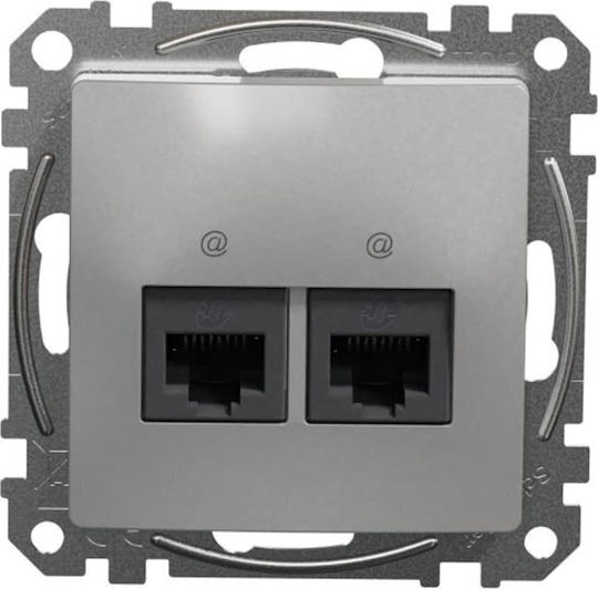 Schneider Electric Sedna Διπλή Πρίζα Δικτύου RJ45 χωρίς Πλαίσιο σε Γκρι Χρώμα SDD113452