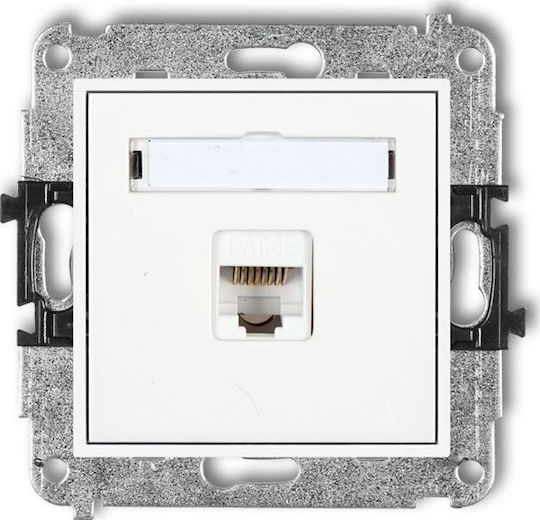 Karlik Μονή Πρίζα Δικτύου RJ45 χωρίς Πλαίσιο Τύπου Cat5 σε Λευκό Χρώμα MGK-1