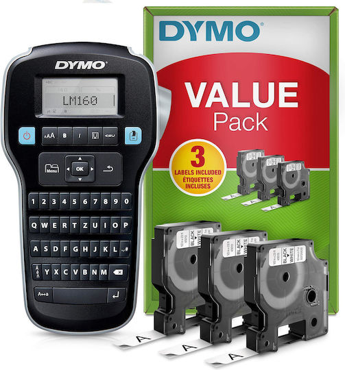 Dymo Labelmanager 160 Ετικετογράφος Χειρός σε Μαύρο Χρώμα
