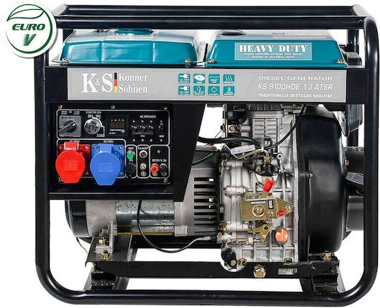 Könner & Söhnen 9100HDE-1/3 ATSR Τριφασική Γεννήτρια Πετρελαίου Τετράχρονη με Χειροκίνητη - Αυτόματη Μίζα και Μέγιστη Ισχύ 9kVA