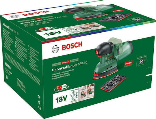 Bosch Universal-Sander 18V-10 Πολυτριβείο 18V Solo με Ρύθμιση Ταχύτητας και με Σύστημα Αναρρόφησης
