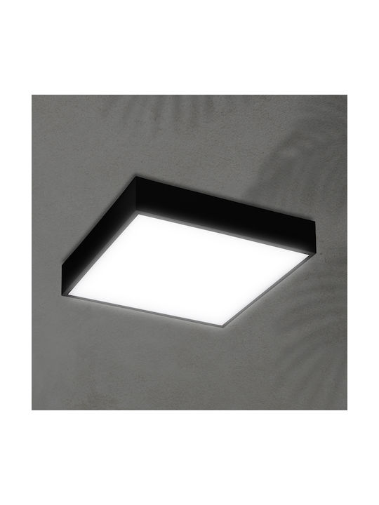 Eurolamp Πλαφονιέρα Οροφής Εξωτερικού Χώρου με Ενσωματωμένο LED σε Μαύρο Χρώμα 145-20086