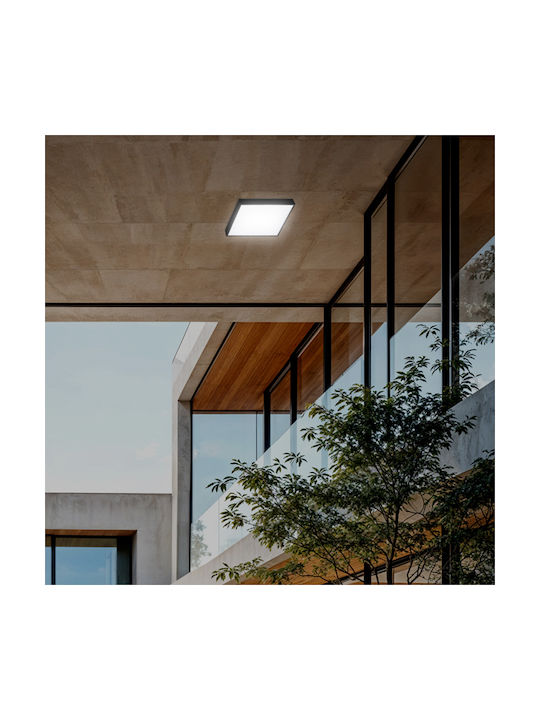 Eurolamp Πλαφονιέρα Οροφής Εξωτερικού Χώρου με Ενσωματωμένο LED σε Μαύρο Χρώμα 145-20086