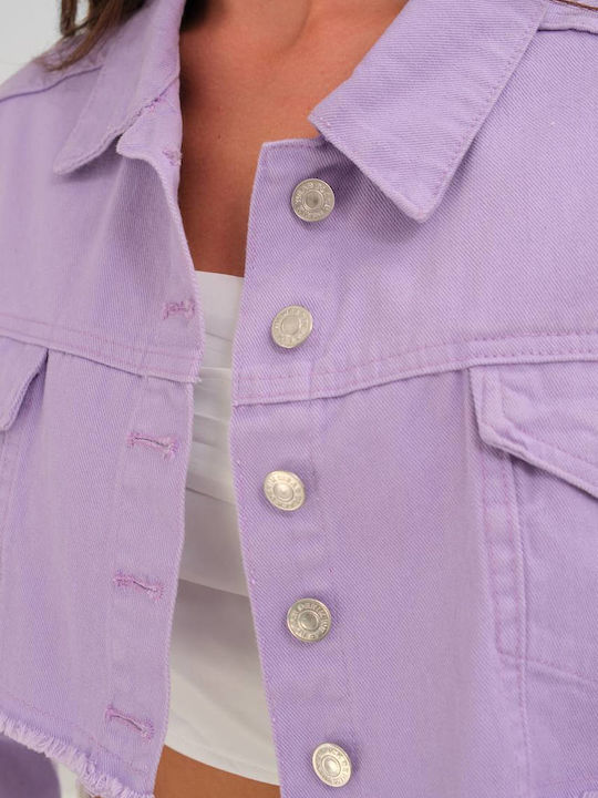 Zuschneiden Damen Jeansjacke Purple