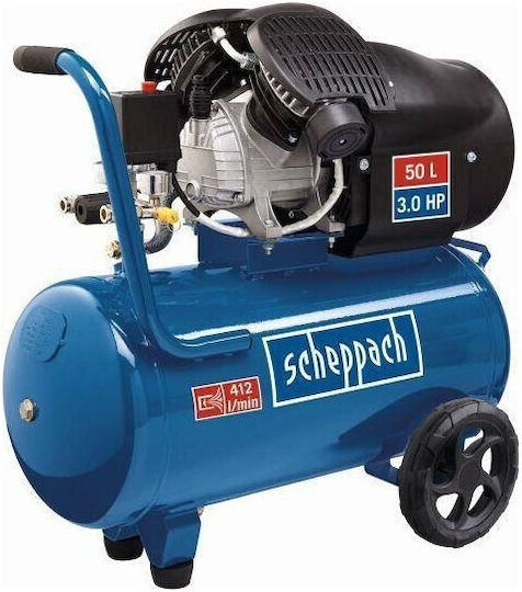 Scheppach HC52DC Cu o singură fază Compresor de aer 97dB cu Putere 3hp și Rezervor de aer 50lt 5906101901