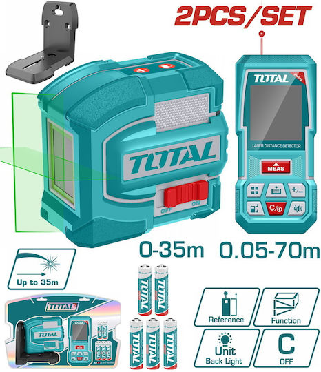 Total Liniar Nivelă Laser Fascicul Verde 1.5V cu Domeniu de Lucru 70m
