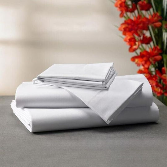 Sunshine Myrto Hotel Sheet White Semi-Double 190x270cm Cotton & Polyester 1pcs