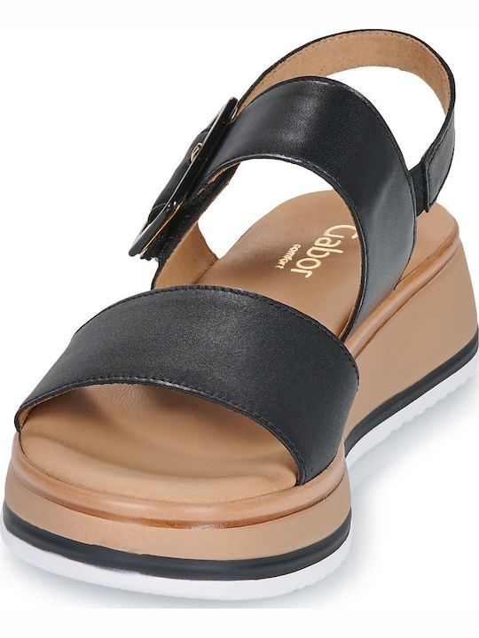 Leder Flache Sandalen für Damen in Schwarz Farbe