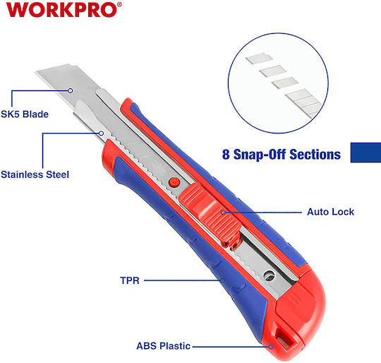 WorkPro Κοπίδι Φαλτσέτα Μοκέτας με Πλάτος Λάμας 18mm