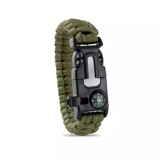 5-in-1 Outdoor Βραχιόλι Επιβίωσης με Πυξίδα, Σφυρίχτρα & Μαχαίρι Πράσινο