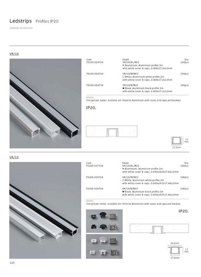 VK Lighting Aluminum Profile for LED Strip 200cm