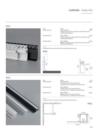 VK Lighting Aluminiumprofil für LED-Streifen 200cm