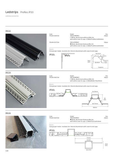VK Lighting Aluminum Profile for LED Strip 200cm