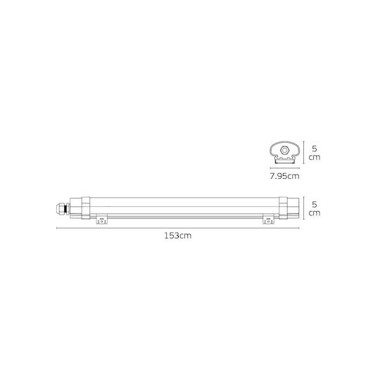 VK Lighting Lichtleiste Außenbereich mit integriertem LED 45W 153cm