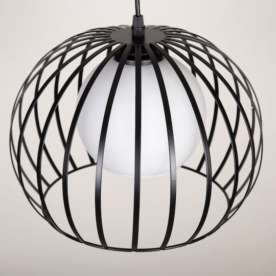 Agora Lighting Регулируема Висящо Осветително Тяло Черен Топка с Цокъл E27 28x29x110см.