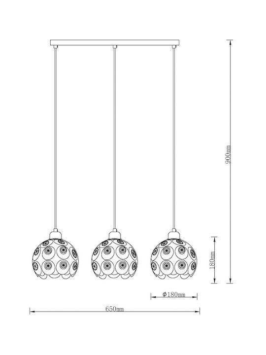 Agora Lighting Adjustable Pendant Light Gold Rail with Socket E27 65x65x90cm