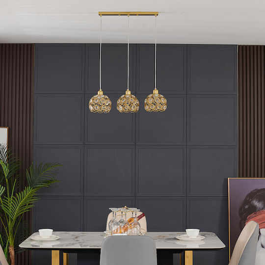 Agora Lighting Reglabil Lustră Auriu Calea ferată cu Dulie E27 65x65x90cm.