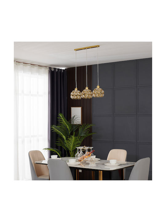 Agora Lighting Adjustable Pendant Light Gold Rail with Socket E27 65x65x90cm