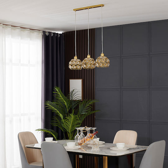Agora Lighting Reglabil Lustră Auriu Calea ferată cu Dulie E27 65x65x90cm.