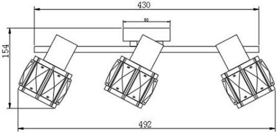 Agora Lighting Πλαφονιέρα Οροφής 49εκ. Χρυσή με Ντουί E14 με Κρύσταλλα