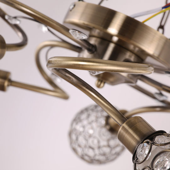 Agora Lighting Πλαφονιέρα Οροφής 59εκ. Χρυσή με Ντουί E14