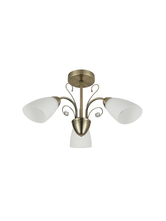Agora Lighting Πλαφονιέρα Οροφής Χρυσή με Ντουί E27