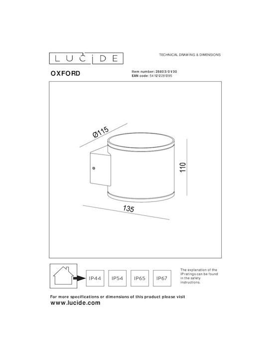 Lucide Lightning Επιτοίχιο Εξωτερικό Σποτ G9 IP54