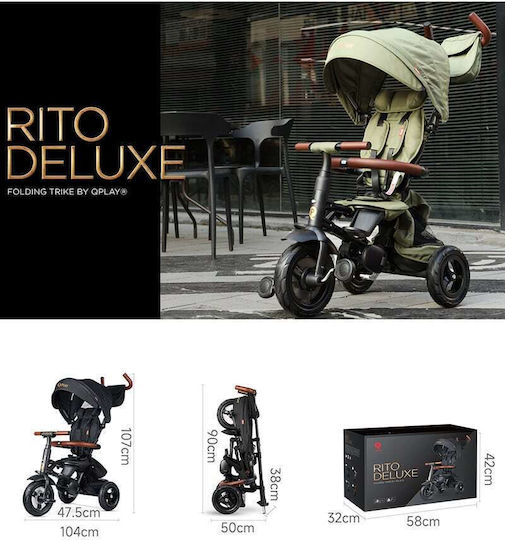 Q Play Rito Deluxe Πτυσσόμενο & Μετατρεπόμενο για 10 Μηνών Λαδί