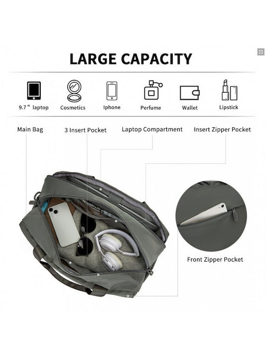 Miss Lulu Water-Resistant Travel Bag Laptop Sleeve Multi-Functional Tote Business Weekend Large Capacity Men Women Gray