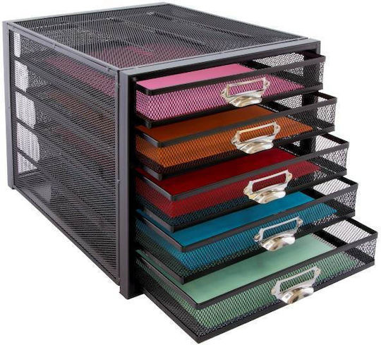 Osco Metal Desktop Drawer 5 Number of Spit 27.5x35.5x28.3cm Black