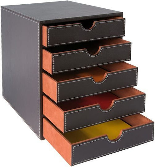Osco Leather Desktop Drawer 5 Number of Spit 25.5x34x31cm Brown