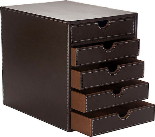 Osco Leather Desktop Drawer 5 Number of Spit 25.5x34x31cm Brown