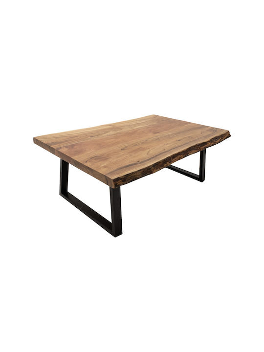 Rectangular Central Coffee Table Miles from Solid Brown Wood W115xD60xH45cm
