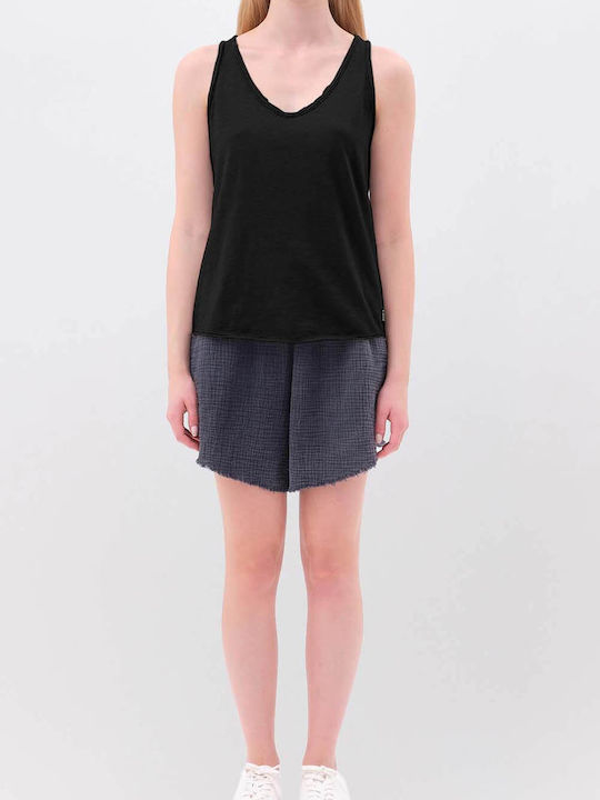 Bluza Damă Bumbac Fără Mâneci Neagră Vara