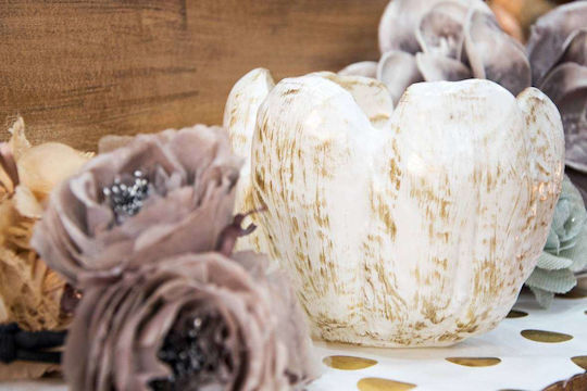 White Gold Large Tulip Tealight 14x16cm